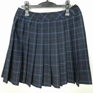 1円 スクールスカート 冬物 w69-丈50 チェック 中学 高校 プリーツ 学生服 制服 女子 中古 HK4514