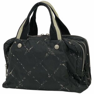 シャネル CHANEL 旧 トラベルライン ハンドバッグ トートバッグ ハンドバッグ ナイロンジャガード ブラック レディース 【中古】