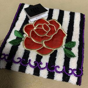 アナスイANNA SUI ポケットハンカチ タオル ポーチ 薔薇　バラ 刺繍 未使用B