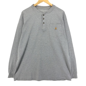 古着 カーハート Carhartt ヘンリーネック 無地ポケットロングTシャツ ロンT メンズXL /eaa432040 【SS2409_10%】