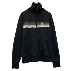 PUMA プリント スウェット トレーナー プーマ M トラックジャケット ブラック ジャージ 古着卸 アメリカ仕入 a609-5550