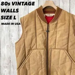 80sヴィンテージ USA製古着　WALLS中綿キルティングダックベストサイズL