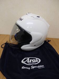 F30-6.12） Arai / アライ　バイク用ヘルメット　SNELL MZ　M2015　白　サイズ57.58cm　ジェットヘルメット　収納袋入り