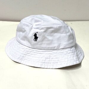 【美品】POLO RALPH LAUREN ポロ ラルフローレン TALLA UNICA バケットハット ホワイト 帽子 ハット メンズ RN41381 CA56658 HMY