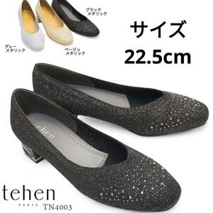 tehen　テーン　デザインヒール　ニット　パンプス