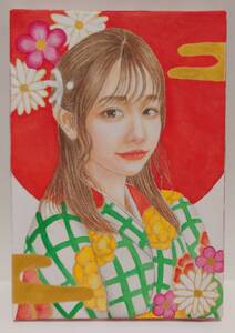 「真作」「新春①」「水井友仁」 人物画 美人画 SMサイズ　日本画