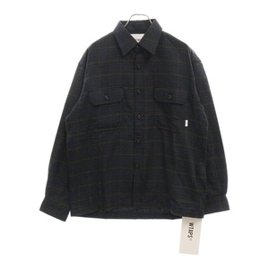 WTAPS ダブルタップス 24AW DECK/LS/COTTON.TWILL.TEXTILE 長袖チェックシャツ ネイビー 242WVDT-SHM03