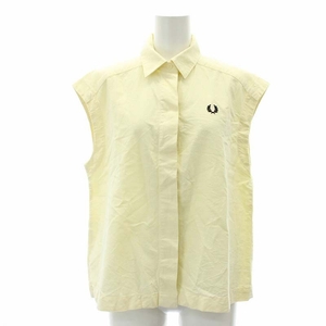 フレッドペリー FRED PERRY 24SS スリーブレスシャツ 前開き ノースリーブ ロゴ刺繍 UK10 ライトイエロー G7144 /DO ■OS ■SH レディース