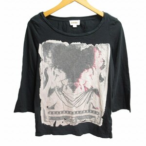 ディーゼル DIESEL Tシャツ カットソー プリント 長袖 Y2K パンク 黒 ブラック S 1105 ■GY09 メンズ