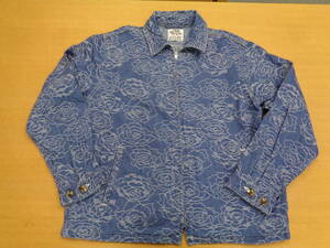 CALEE Limited Item ! ROSE PATTERN JACQUARD DENIM SWINGTOP デニムジャケット SIZE : L デニムブルー