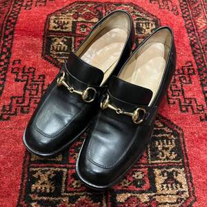 GUCCI HORSE BIT DESIGN LEATHER HEEL LOAFER/グッチホースビットデザインレザーヒールローファー(パンプス)