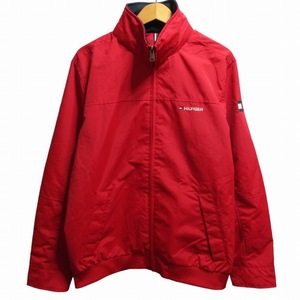 トミーヒルフィガー TOMMY HILFIGER 美品 セーリング ジャケット ブルゾン 78B2079 ロゴ刺? 赤 レッド Lサイズ 0617 メンズ