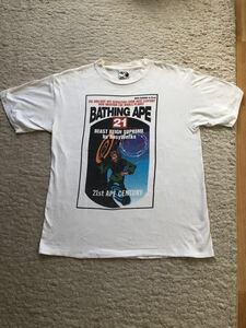 初期1990年代Ape 古着TシャツLサイズBAPEエイプ吹き出しタグA Bathing Ape 裏原宿90sベイプnigo nowhere初期ラジカセタグ 猿の惑星 !!