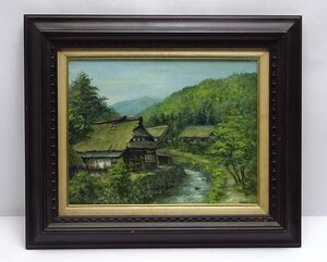 緑屋t■ 額装　森正邦　『檜原風景』　油絵 油彩　風景画　F6　mae/12-414/31-1#140