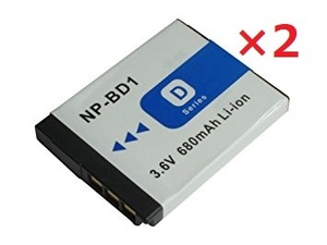 【送料無料】2個セット SONY ソニー NP-BD1 NP-FD1 互換バッテリー 電池 680mAh DSC-T2/ DSC-G3 互換品