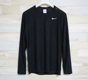 新品 定価6270円 Lサイズ　ナイキ NIKE Dri-FIT メンズ 長袖　オールオーバー プリント フィットネストップ　長袖　ランニングシャツ　黒