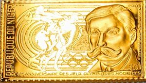 50F オリンピック 五輪 75周年記念 クーベルタン男爵 切手 コレクション 国際郵便 限定版 純金張り 24KT ゴールド 純銀製 メダル コイン