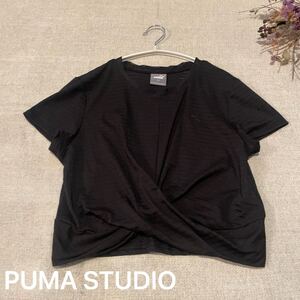 PUMA Tシャツ　ツイストバーンアウトTシャツ レディースLサイズ　未使用　ヨガ　ウエア ピラティス　黒　半袖　トップス　プーマ スタジオ