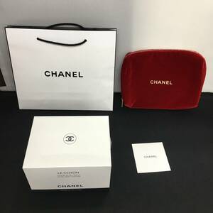 CHANEL シャネル 化粧ポーチ ブラシ収納付き レッド コスメ ケース＋ル コットン LE COTON 100枚入り 未開封＋ショッパー