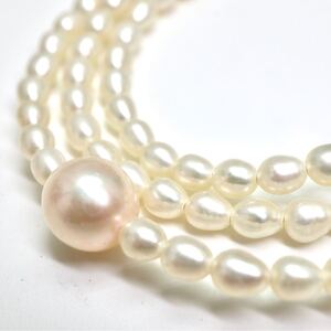 1円〜!!《本真珠ネックレス》D約6.7g 約43.5cm 約pearl necklace jewelry パール DA0/DA0.M221