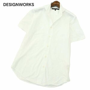 DESIGNWORKS デザインワークス アバハウス 春夏 半袖 ホリゾンタルカラー★ シャツ Sz.46　メンズ 白　A4T05998_5#A