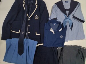 岡山県[創志学園高校]女子制服　冬服上下・夏服上下・スカート3種・指定通学カバン　9点セット