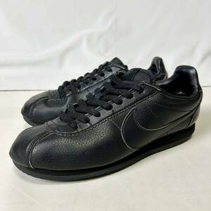 貴重 17年製 正規品 NIKE CLASSIC CORTEZ LEATHER 749571-002 ナイキ クラシック コルテッツ レザー トリプルブラック 黒 25.5cm