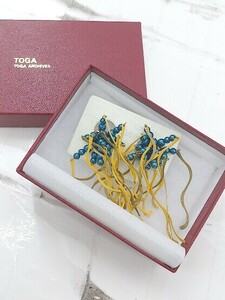 ◇ ◎ TOGA ARCHIVES トーガ ビーズ デザイン イヤリング アクセサリー イエロー ゴールド ブルー レディース P