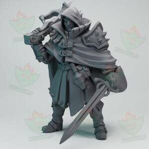 アアロン・ブラックスパロー（フード被り） D&D・TRPG用 3Dプリント ミニチュア 未塗装