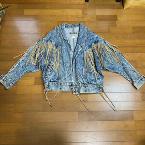 EAST WEST by The Panda Group Inc フリンジデニムジャケット コンチョ付き vintage ヴィンテージ 古着 希少