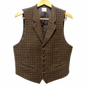 美品■PAPAS×Harris Tweed ツイードベスト ジレ メンズ 秋物 パパス ハリスツイード 1円スタート