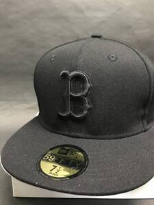 ボストンレッドソックス×NEWERA 59FIFTY大人気総ブラックフィッテッドキャップ1/2