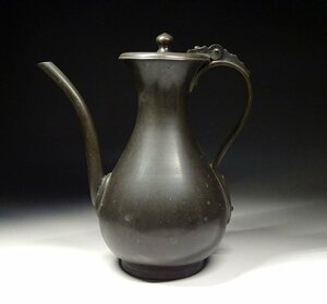 緑屋f■ 金工美術　唐銅　水注　煎茶道具 時代物　i9/4-6673/26-2#80