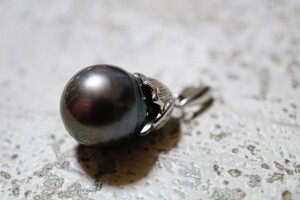 125 黒真珠 本真珠 パール シルバー ペンダント ネックレス ヴィンテージ アクセサリー SILVER刻印 婚葬祭 装飾品