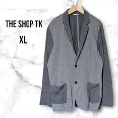 《THE SHOP TK》 カットソージャケット テーラード 配色 グレー XL