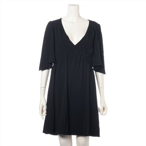 1円■極美品■セリーヌ■キャップスリーブ フリルドレス ワンピース アパレル トップス 洋服 服 黒 サイズ 38 レディース EEE BD24-2