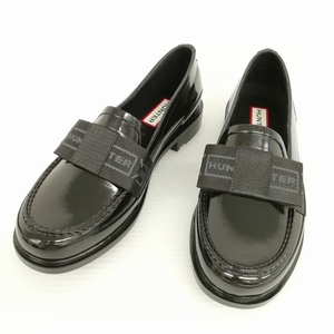 ハンター HUNTER WFF1084RGL W REFINED BOW GLOSS PENNY LOAFER ペニー ローファー スリッポン レインシューズ 美品 UK4 ブラック レディー