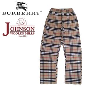 新品同様 入手困難 USA製 Johnson Woolen Mils × BERBURRY 蓄熱保温 フランネル ノバチェック イージーパンツ メンズL バーバリー 250197