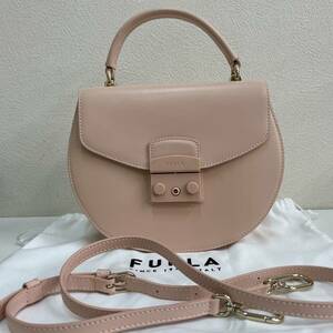 【TS1113】FURLA フルラ メトロポリス S ラウンドショルダーバック ハンドバッグ ピンク 2way