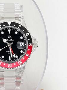 【即決4999円】RELAX リラックス 王冠ロゴ GMT12 腕時計 GMT 黒/赤 24H回転ベゼル 世田谷ベース 所ジョージ 新品