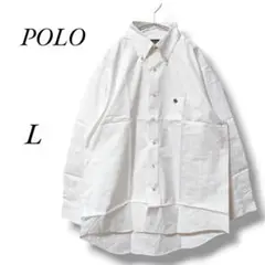 【ポロ】POLO　ワイシャツ　ワンポイントロゴ　ホワイト　Lサイズ