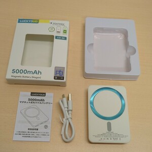 y050104r LUCKYDUO マグネット式 モバイルバッテリー 5000mAh ワイヤレス充電 大容量 バッテリー 有線 同時充電 Type-C 5000mAh CD-50 