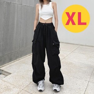 カーゴパンツ ワークパンツ 薄手 XL ダンス メンズ レディース 韓国 黒