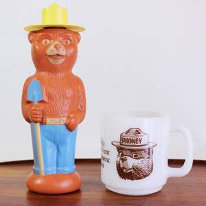 【送料無料】美品 グラスベイク スモーキーベア Smokey bear 森林警備隊 アドマグ マグ マグカップ ヴィンテージ ベアー シャンプーボトル