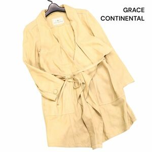 GRACE CONTINENTAL グレースコンチネンタル 通年 山羊革♪ ゴート レザー ドレープ ジャケット コート Sz.38　レディース　K4T00142_2#O