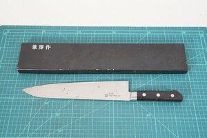 [NZ][K4774960] 兼房作 日本鋼 牛刀包丁 全長:約405mm 刃長:約270mm 重量:約265g 元箱付き