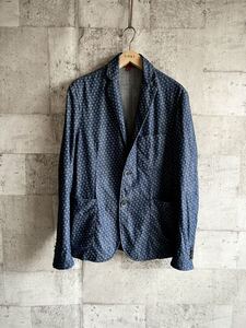 ☆★ MADE IN ITALY “ BARENA ” DENIM 2B TAILORED JACKET ORIGINAL イタリア製 バレナ デニム テーラードジャケット 小紋柄 オリジナル