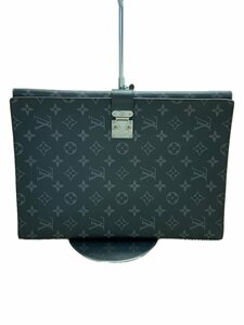 LOUIS VUITTON◆イニシャル刻印有/ポルト・ドキュマン・フランクGM_モノグラム・エクリプス_BLK/レザー/BLK