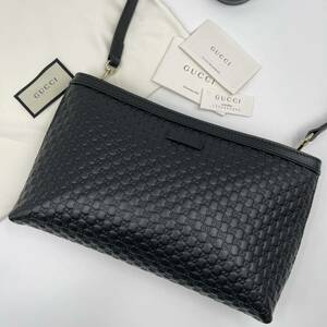 1円~【新品未使用・現行品】GUCCI グッチ ショルダーバッグ サコッシュ クラッチバッグ 2way マイクロシマ レザー GG柄 メンズ レディース