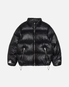 STUSSY Wrinkled Nylon Down Puffer Black